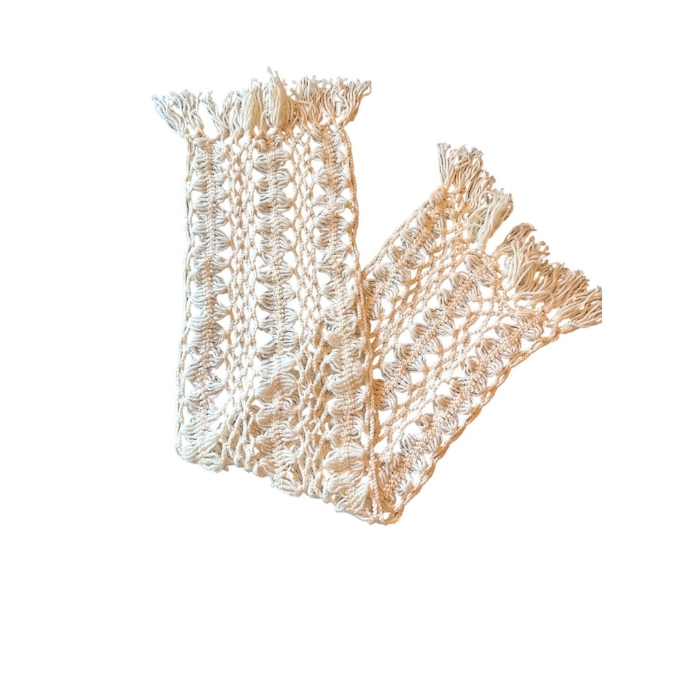 Handmade Crochet Macrame-Style Scarf Boho Cottage Core